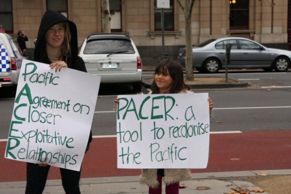 Supporters with anti-PACER placards