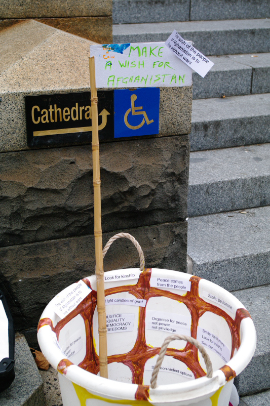 Large basket decorated with wishes