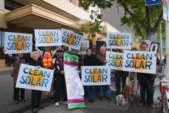 Clean Solar placards on display