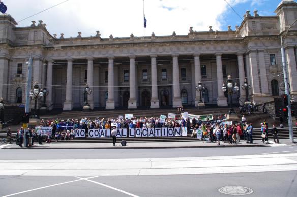 View of protest from top of Bourke Street