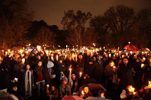 Part of the gathering during minute's silence