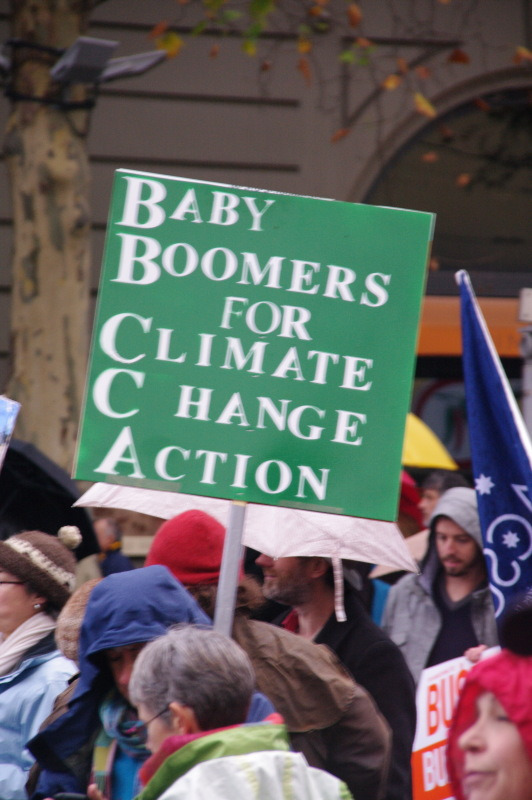 Baby Boomers for Climate Change Action - placard spotted at Parliament House