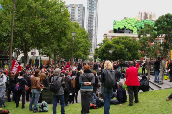 The crowd listening to Gerry Conlon