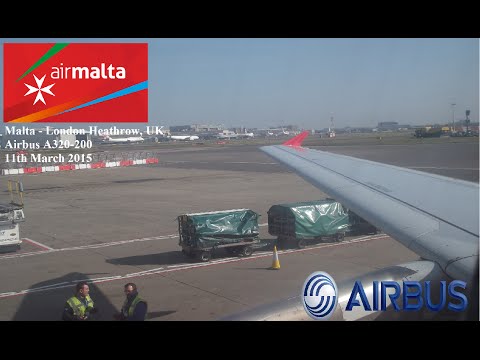 Air Malta A320 ✈ Malta - London Heathrow, UK 11th March 2015 *FULL FLIGHT*