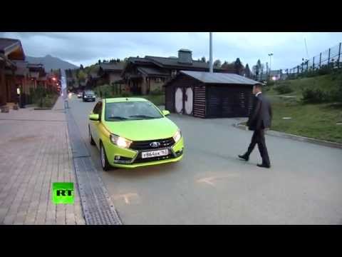 Putin test drives new Russian AvtoVAZ Lada Vesta in Sochi