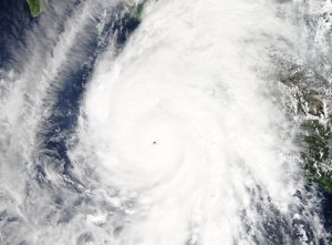 Hurricane Patricia approaching the southwestern coast of Mexico on October 23, 2015.