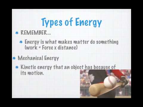 Types of Energy & the Law of Conservation of Energy