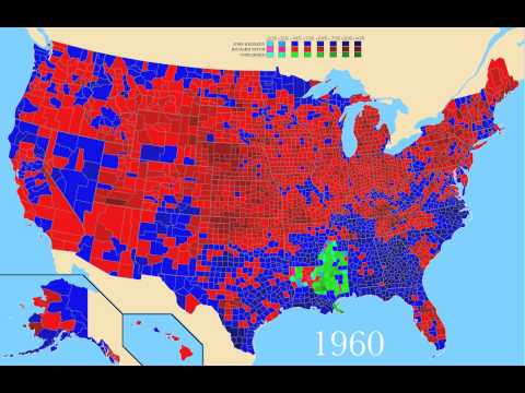 1908-2008: 100 Years TimeLapse - 25 Last United States Presidential Election Results by County