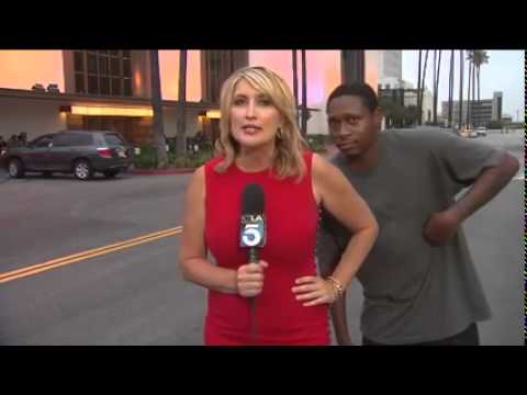 KTLA Reporter Wendy Burch Scared on LIVE TV in Los Angeles