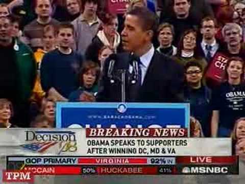 Barack Obama Speech Potomac Primary Night