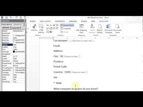 Microsoft Word - Create Form (Office 2007/2010/2013)