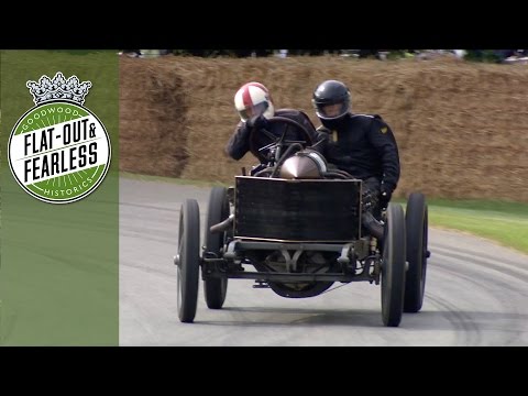 1905 Darracq 200HP land speed record car seriously sideways at Goodwood