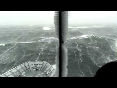 HMNZS Wellington weathers a storm during sea trials in the Southern Ocean