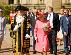 File - Queen Elizabeth II visiting Birmingham in July 2012 as part of her Diamond Jubilee tour.