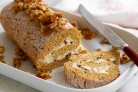 Carrot cake roulade with candied...