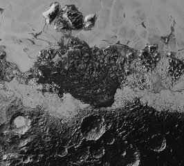 This 220-mile (350-kilometer) wide view of Pluto from NASA’s New Horizons spacecraft illustrates the incredible diversity of surface reflectivities and geological landforms on the dwarf planet.