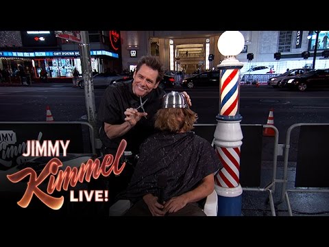 Jim Carrey Gives People Bowl Cuts on Hollywood Blvd.