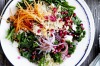 Massaged Kale salad with quinoa, date and pomegranate