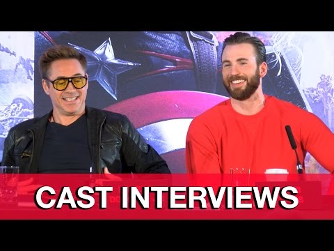 Avengers Age of Ultron Cast Interviews - Robert Downey Jr, Chris Evans, Scarlett Johansson