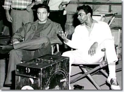 Johnny Mathis and Elvis Presley on the set of 'Wild In The Country.