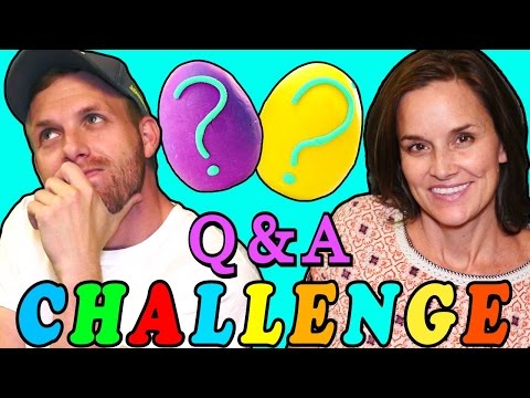 Q & A Challenge with Rainbow Play Doh Surprise Eggs! Learn About Brandon & Amy Jo from DCTC