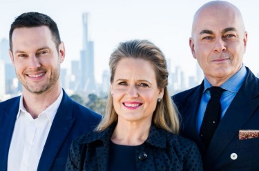 Darren Palmer, Shaynna Blaze and Neale Whitaker are the smiling assassins on The Block