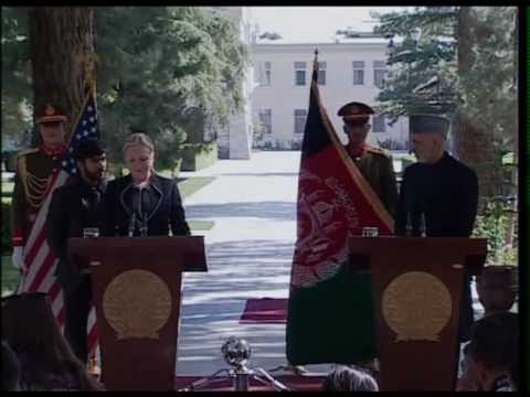 President Karzai and Hillary Clinton at a Joint Press Conference - July 07, 2012