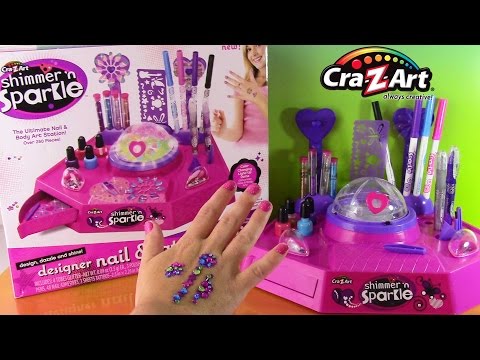 Cra-Z-Art Shimmer 'n Sparkle Designer Nail & Tattoo Studio! DIY Glittery Tattoos Design Pretty Nails