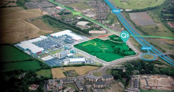 An aerial view showing the developed land at Carrickmines