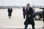 President Barack Obama bids farewell to Kansas as Air Force One departs Forbes Field Air National Guard Base in Topeka, Kan., Jan. 22, 2015