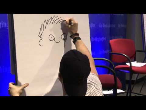 Cartoonist Stephan Pastis sketching live at The Post