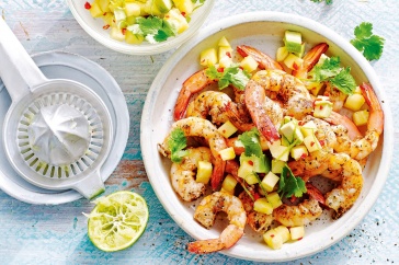 Salt and pepper prawns with pineapple salsa