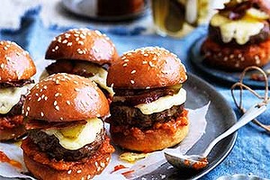 Beef sliders with gruyere.