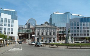 The Espace Leopold, the seat of the European Parliament in Brussels. View from the west (Luxembourg Square).