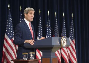 U.S. Secretary of State John Kerry delivers remarks at a Retirement Ceremony at the U.S. Department of State in Washington, D.C., on November 20, 2015.