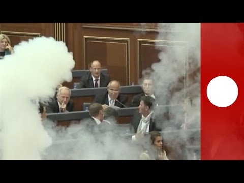 Tear gas fired inside Kosovo parliament