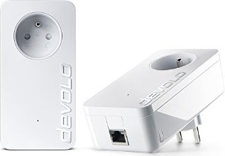 devolo 9377 dLAN 1200+ Prise Réseau CPL 1200 Mb/s avec prise gigogne 2 Ports Gigabit Ethernet Prise Filtrée Intégrée  - Kit de Démarrage (x2)