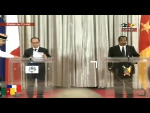 S.E Paul Biya et François Hollande face à la Presse au Palais de L'unité