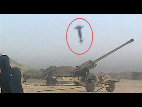 US AirStrike Filmed By ISIS Fighter in Iraq  - ISIS Artillery Cannon Striked