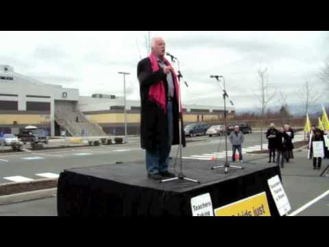 CUPE BC President Barry O'Neil  speaks at the LTA Rally against Bill 22