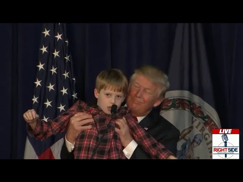 Kid Asks Donald Trump 'What Will The Wall Be Made Of?' at Virginia Rally (12-2-15)