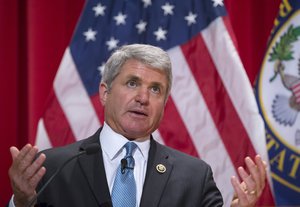 House Homeland Security Committee Chairman Mike McCaul, R-Texas, delivers a "State of Homeland Security" address on the war with Islamic State, the rise of radicalism, and the terror threat to the U.S., at the National War College at Fort McNair, in Washington, Monday, Dec. 7, 2015.