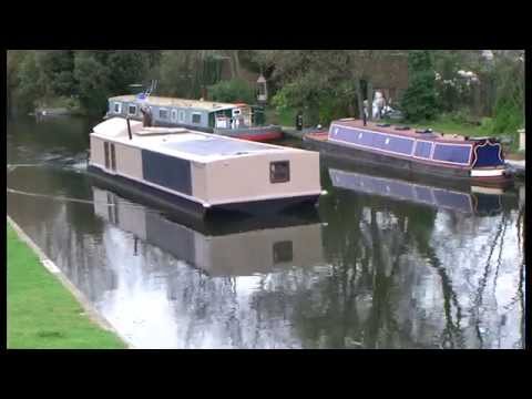 'Bauhaus' barge solar powered cruising houseboat London