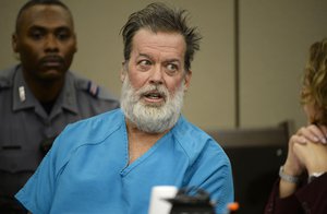 Robert Lewis Dear talks during a court appearance on Wednesday, Dec. 9, 2015, in Colorado Springs, Colo.