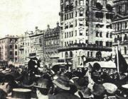 Mary 'Pickhandle' Fitzgerald addressing strikers in Market Square, 1913.