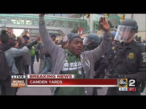 Freddie Gray protesters clash with Baltimore Police at Camden Yards