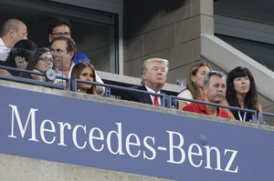 US Open Tennis 2014 - Donald Trump, Melania Trump on Day 1 at the USTA Billie Jean King National Tennis Center in New York, New York - August 25, 2014