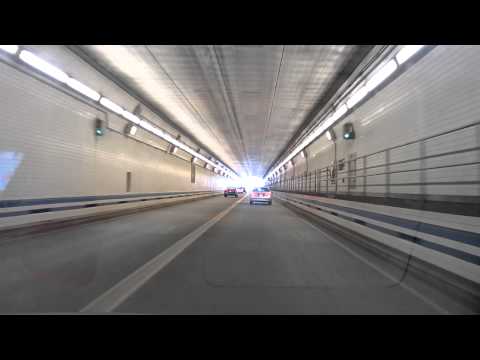 Driving in USA - Hampton Roads Bridge Underwater Tunnel, Norfolk Virginia