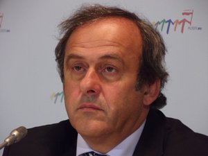 File - UEFA President Michel Platini during an unofficial meeting of European ministers of sports in Krakow, Poland, 13 October, 2011.