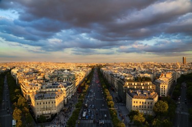 We climbed the 284 steps to the top of the Arc de Triomphe in Paris to witness the beautiful golden light up against an approaching storm. It was a beautiful sight watching all the city lights come on. Luckily, we escaped before the rain hit!